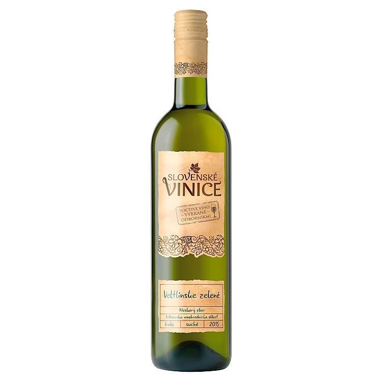 Slovenské Vinice Veltlínske zelené slovenské akostné odrodové biele suché víno 0,75 l - eDELIA.sk