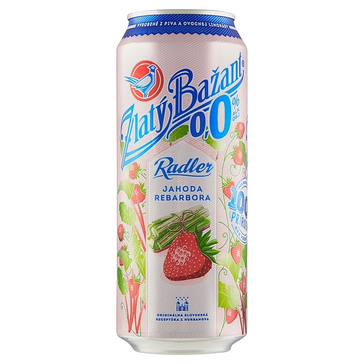 Zlatý Bažant Radler 0,0% jahoda-rebarbora 500 ml