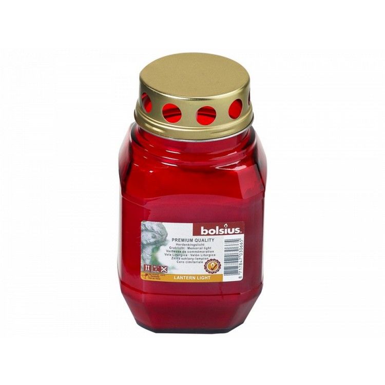 Sviečka  sklo červená 19cm s náplňou