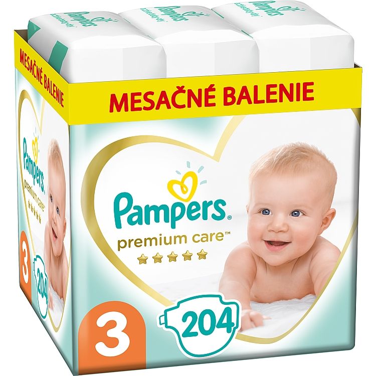 Pampers Premium Care Veľkosť 3, Plienky x204, 6kg - 10kg