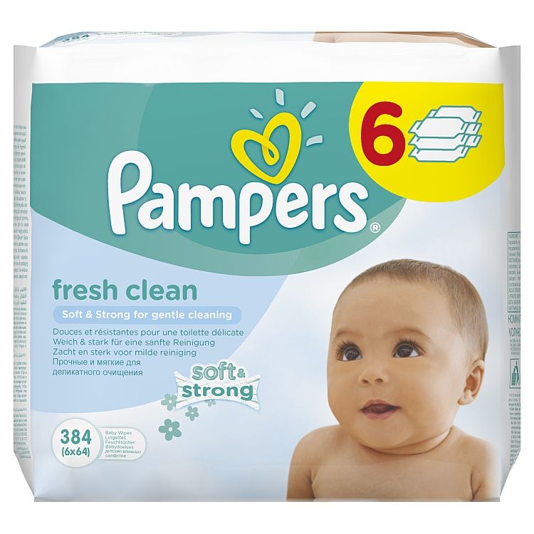 Pampers Fresh Clean Čistiace Obrúsky 6 x 64 kusov - eDELIA.sk