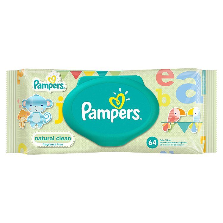 Pampers Natural Clean Čistiace Obrúsky 64 Kusov - eDELIA.sk