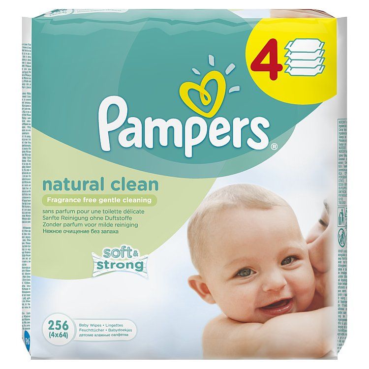 Pampers Natural Clean čistiace obrúsky 4 x 64 kusov - eDELIA.sk
