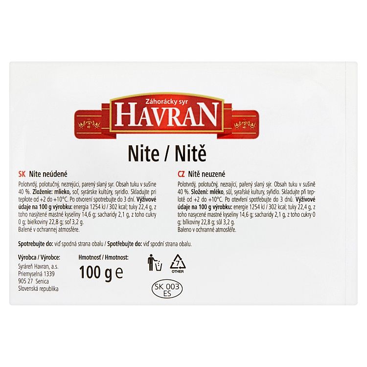 Záhorácky Syr Havran Nite neúdené 100 g - eDELIA.sk
