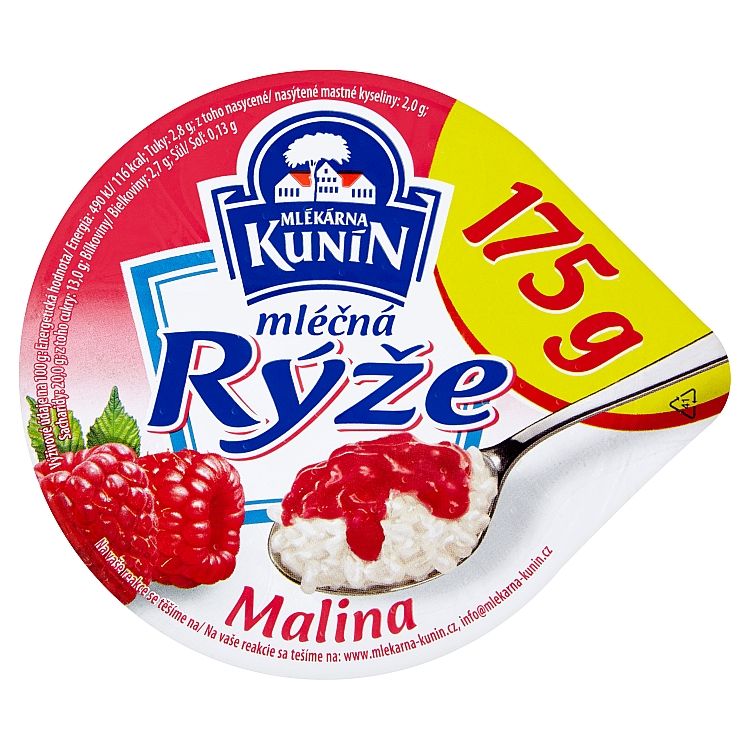 Kunín Mliečna ryža malinová 175g - eDELIA.sk
