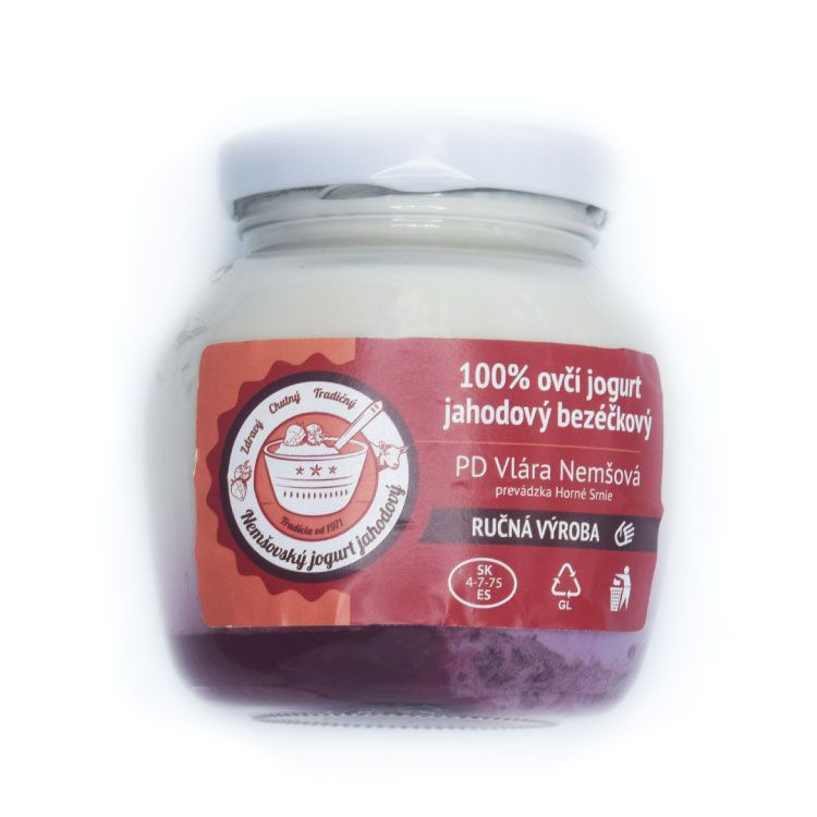 Nemšovský ovčí jogurt jahodový bezéčkový 190g