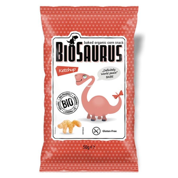 BioSaurus Kukuričný snack s kečupom, 50 g