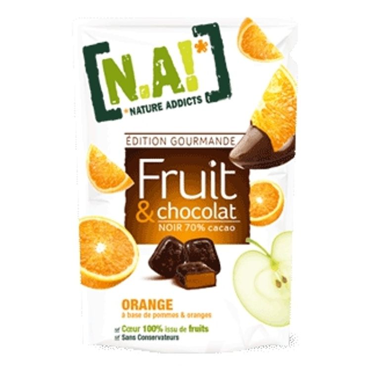 N.A! Ovocné kúsky jablko & pomaranč v čokoláde 35 g