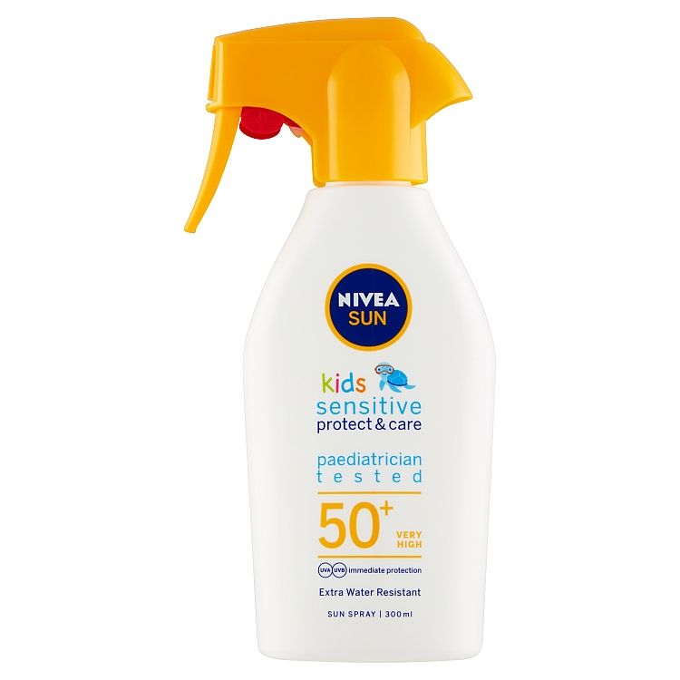 Nivea Sun Sensitive Protect & Care Detský sprej na opaľovanie OF 50+ 300 ml
