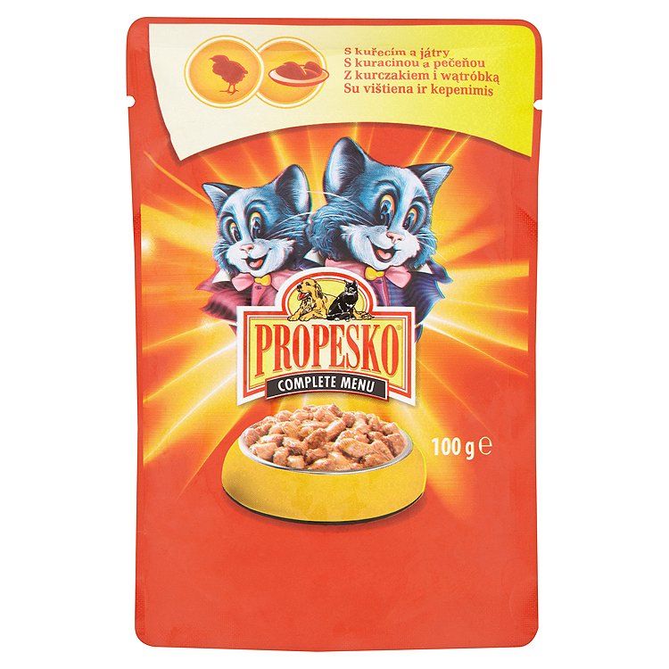 Propesko pre mačku s kuracím mäsom a pečeňou 100g - eDELIA.sk