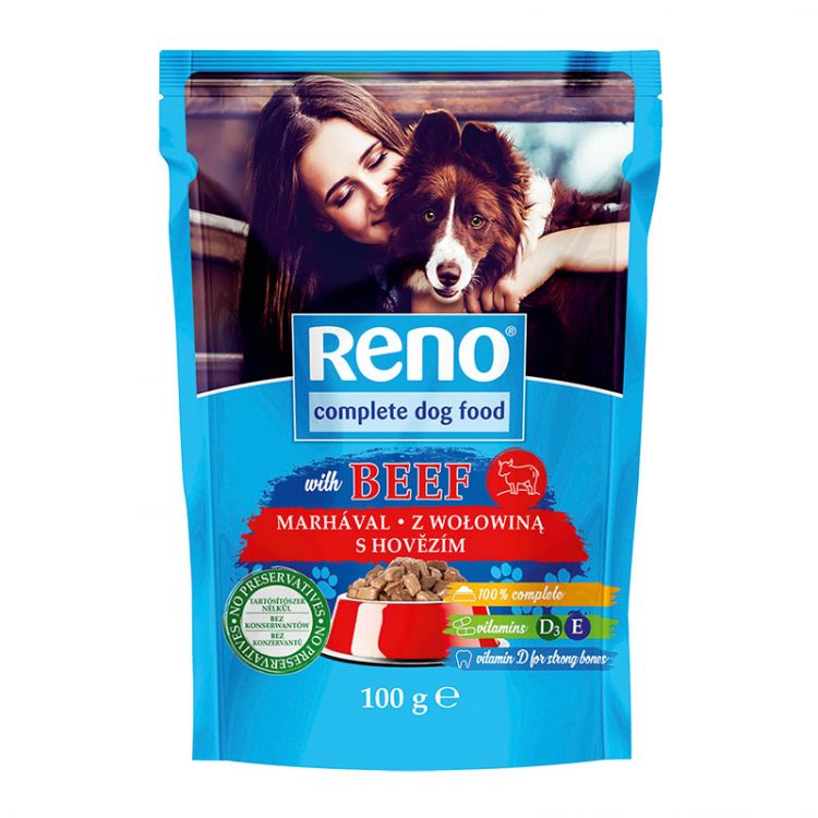 Reno Kompletné krmivo pre dospelé psy s hovädzinou 100 g - eDELIA.sk