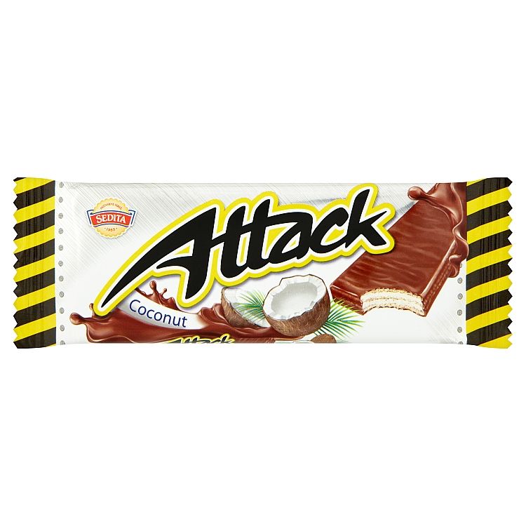 Sedita Attack Oblátky s kokosovou krémovou náplňou v mliečno kakaovej poleve 30 g