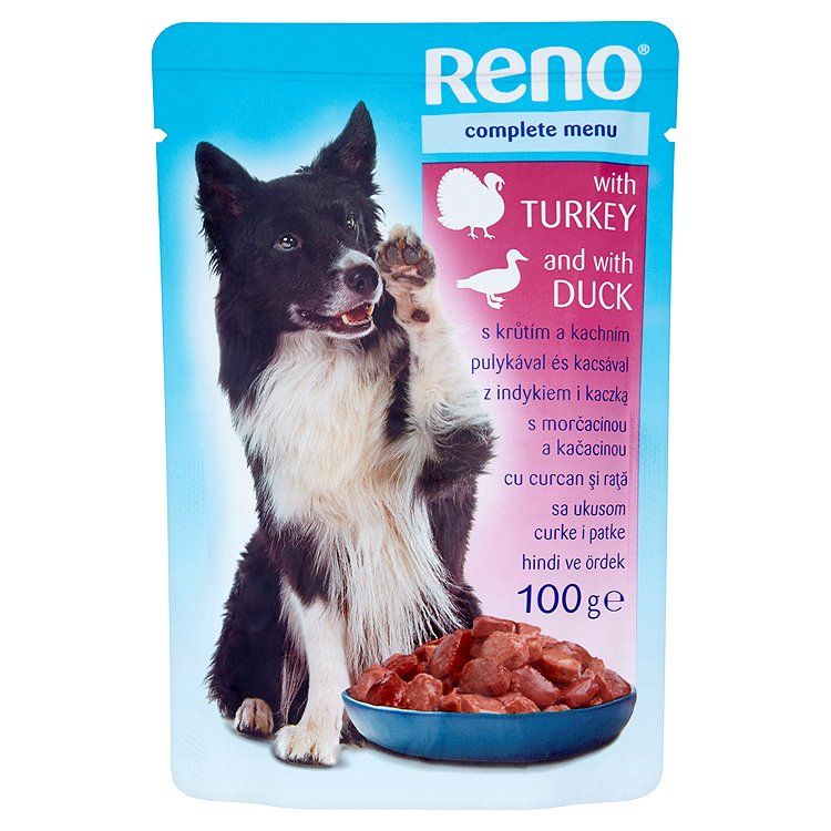 Reno Kompletné krmivo pre dospelé psy s morčacinou a kačacinou 100 g - eDELIA.sk