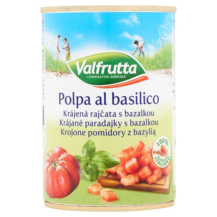 Valfrutta krájané paradajky s bazalkou 400 g