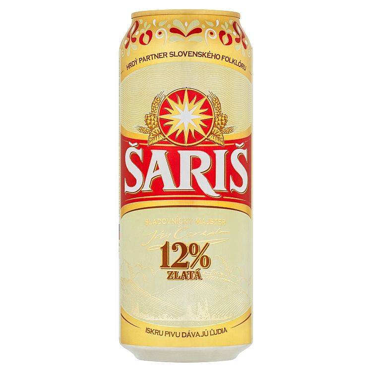 Šariš 12% zlatá pivo ležiak svetlý 500 ml