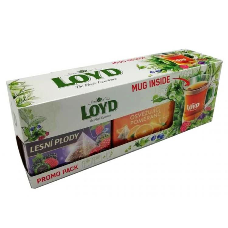 Promoset 2x Loyd pyramida + pohár LESNÉ PLODY + OSVIEŽUJÚCI POMARANČ 84 g