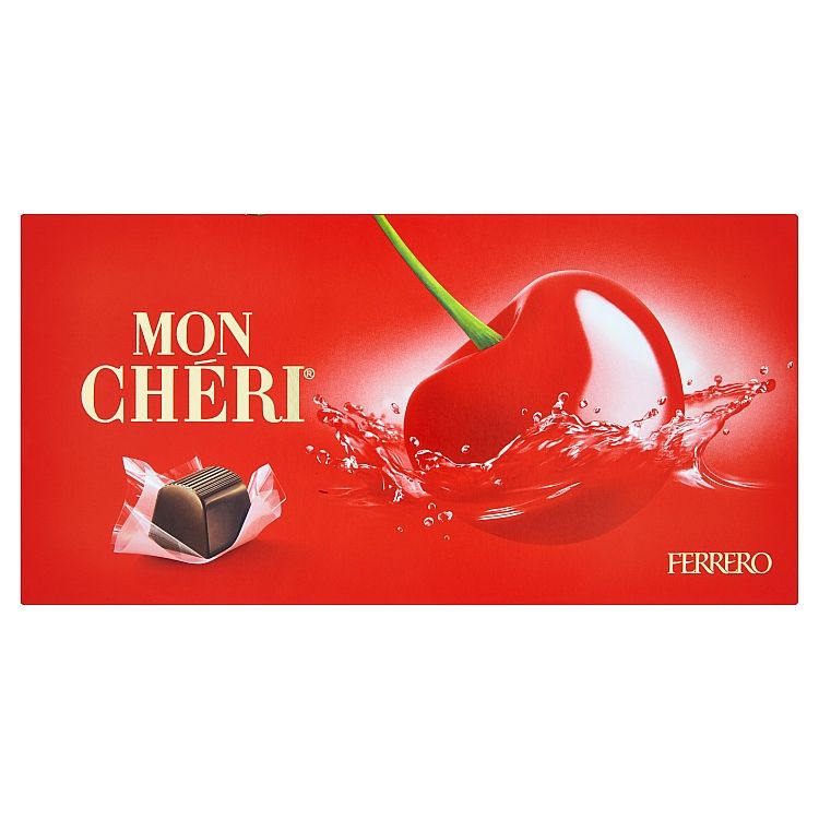 Mon Chéri Čokoládové bonbóny plnené celou čerešňou v likéri 157,5 g