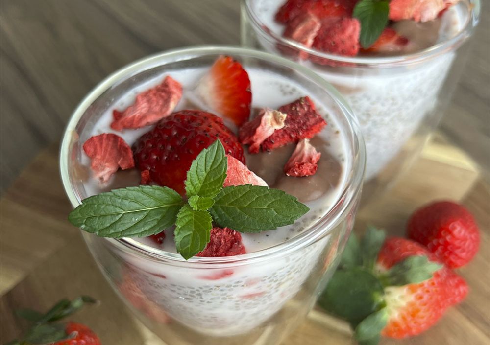 Chia puding s jahodami
