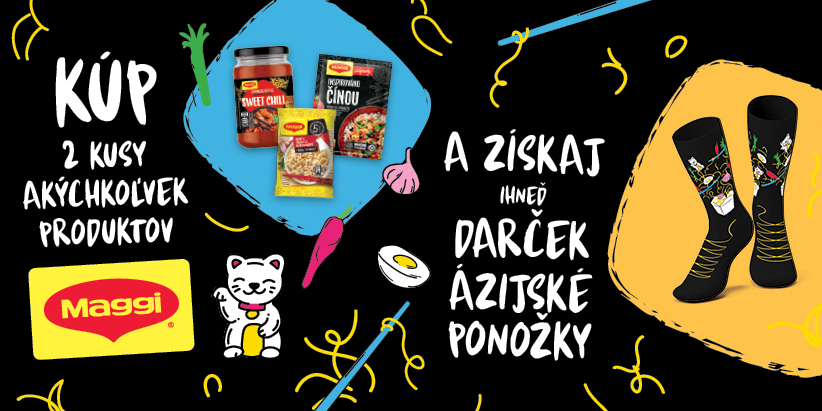 Kúp 2 kusy akýchkoľvek produktov Maggi a získaj ihneď darček ázijské ponožky